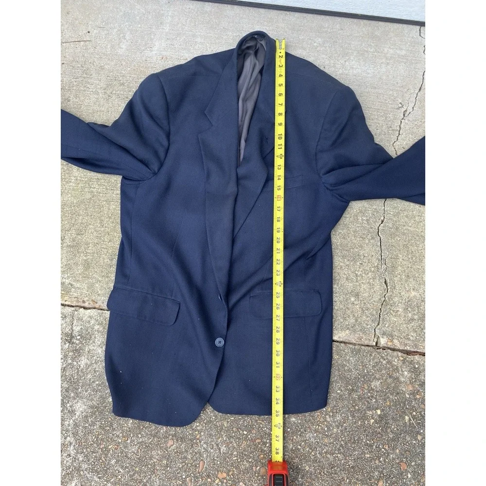 Vintage BURBERRY Pure 100% Silk ITALY Woven Sport Coat Blazer Mens 44R Navy